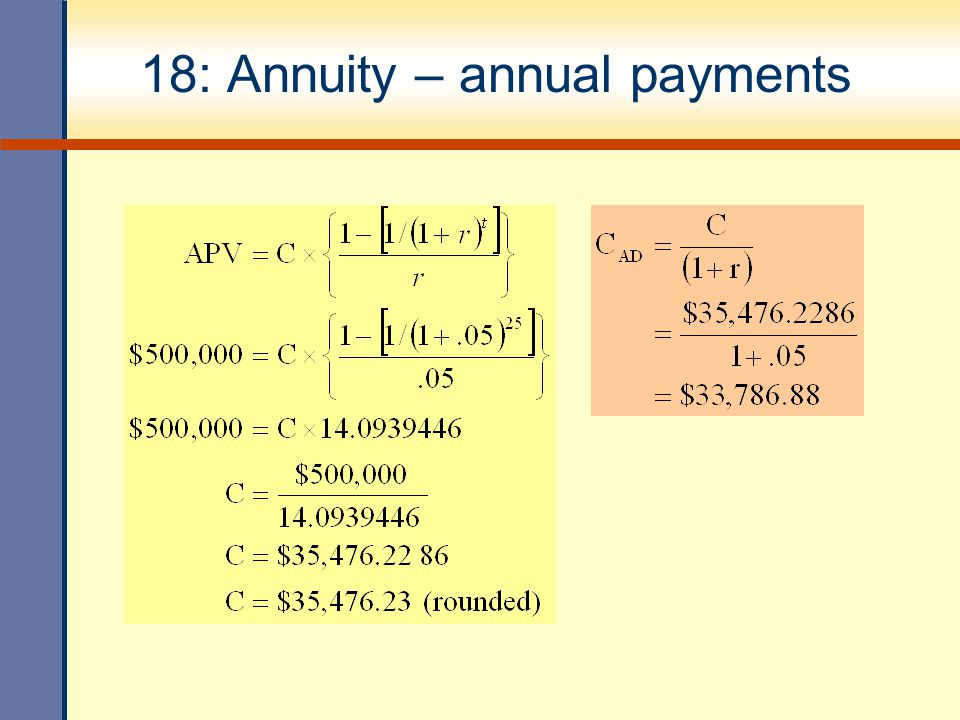 18: Annuity – annual payments
