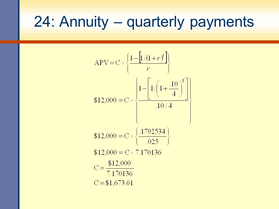 24: Annuity – quarterly payments