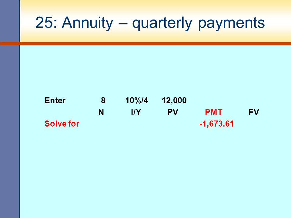 25: Annuity – quarterly payments