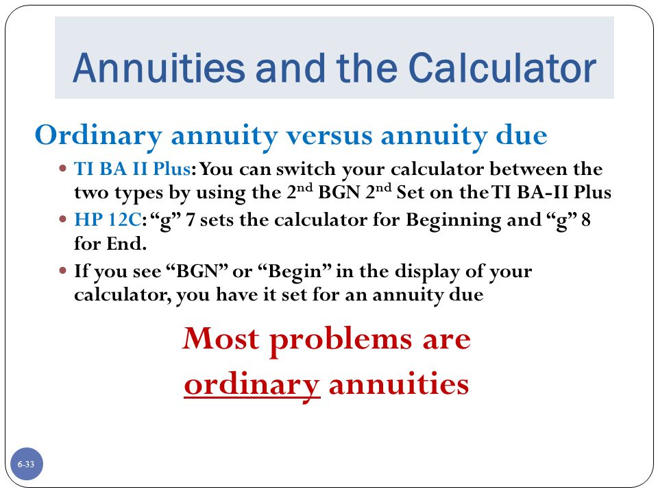 Annuities and the Calculator
