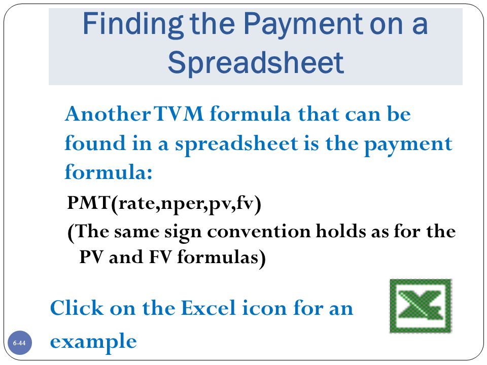 Finding the Payment on a Spreadsheet