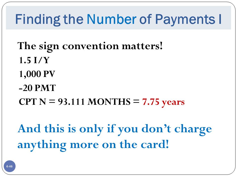 Finding the Number of Payments I