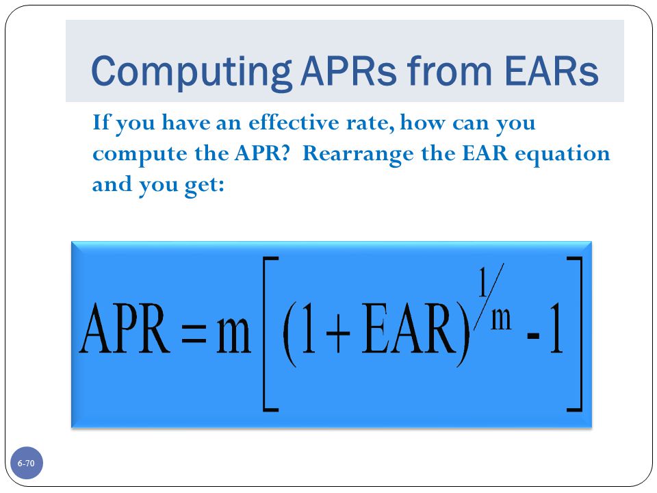 Computing APRs from EARs