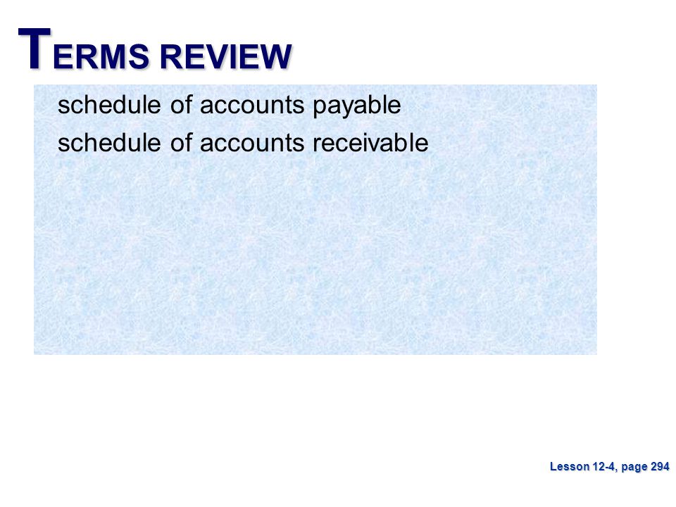 TERMS REVIEW schedule of accounts payable