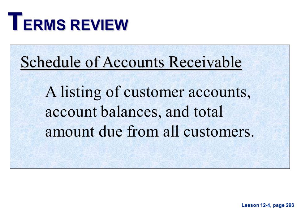 TERMS REVIEW Schedule of Accounts Receivable