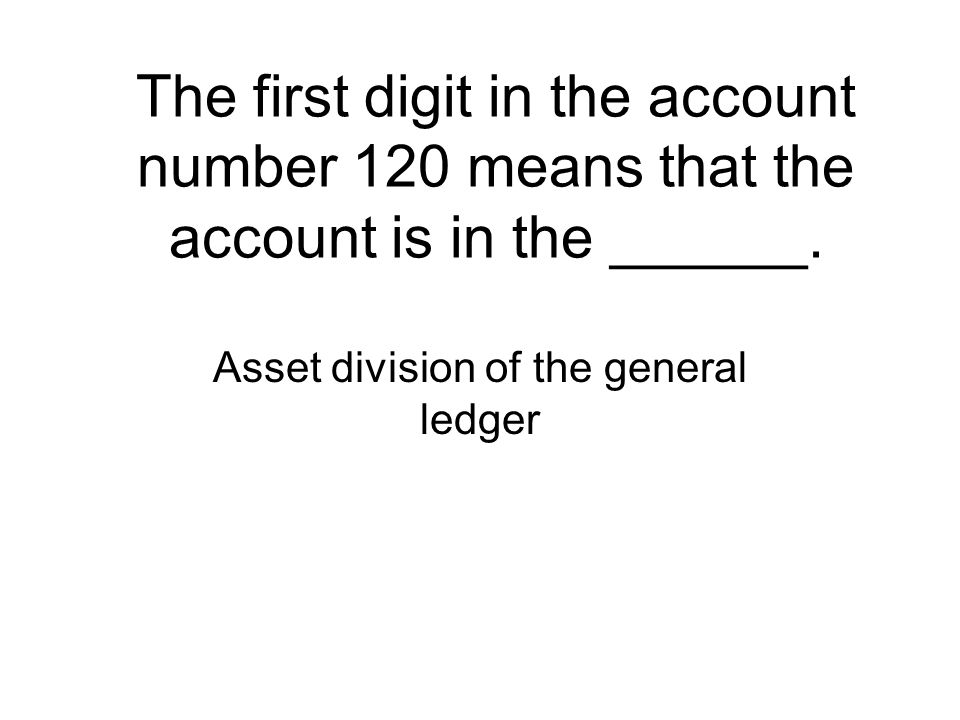 Asset division of the general ledger