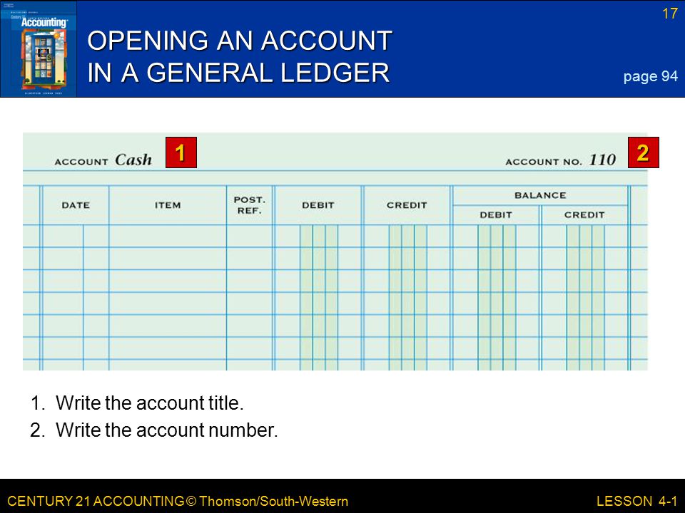 OPENING AN ACCOUNT IN A GENERAL LEDGER
