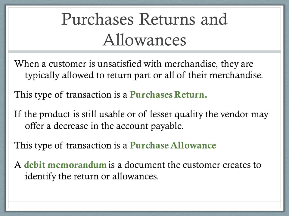 Purchases Returns and Allowances