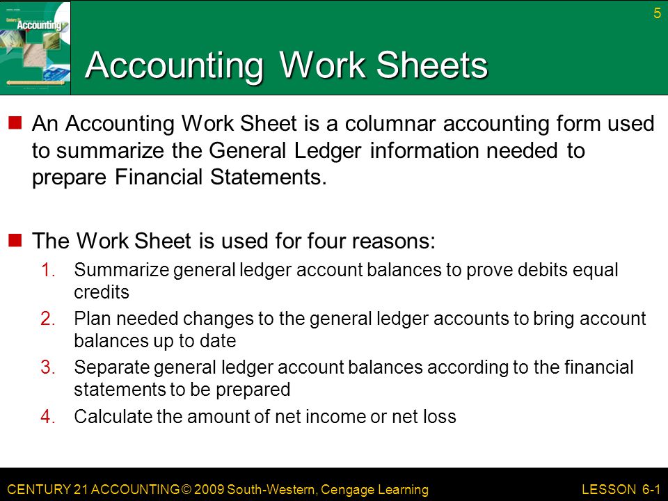 Accounting Work Sheets