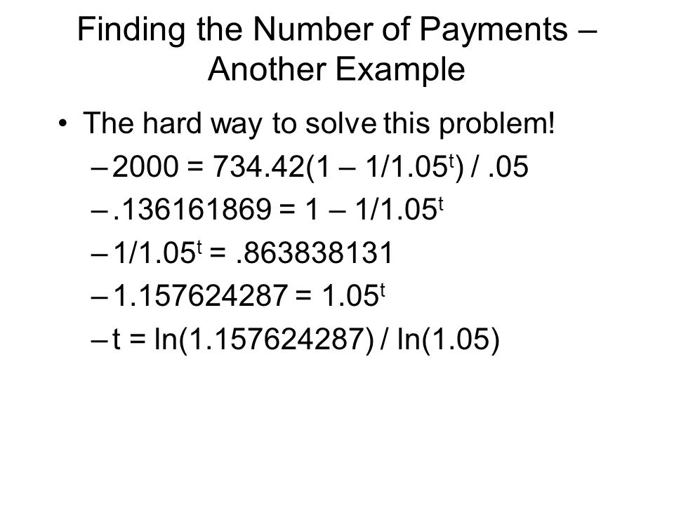 Finding the Number of Payments – Another Example