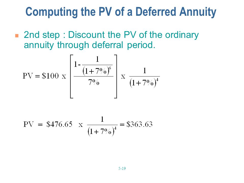 Computing the PV of a Deferred Annuity