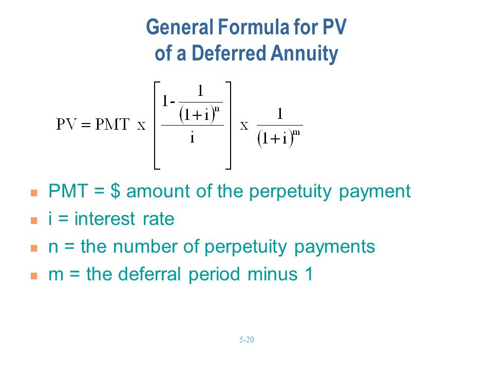 General Formula for PV of a Deferred Annuity