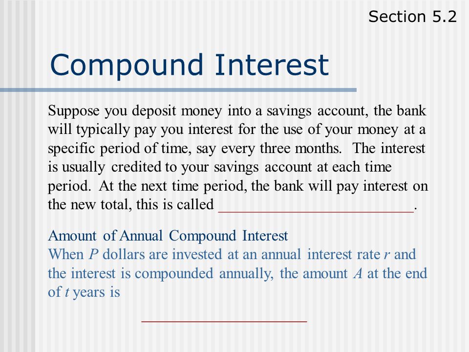 Compound Interest Section 5.2
