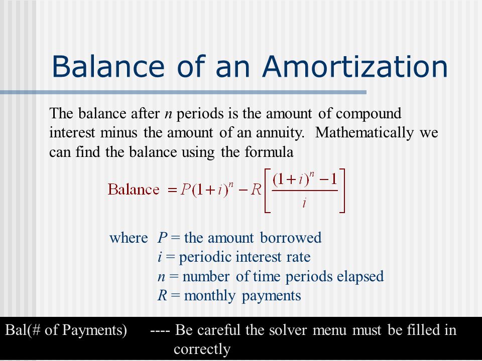 Balance of an Amortization