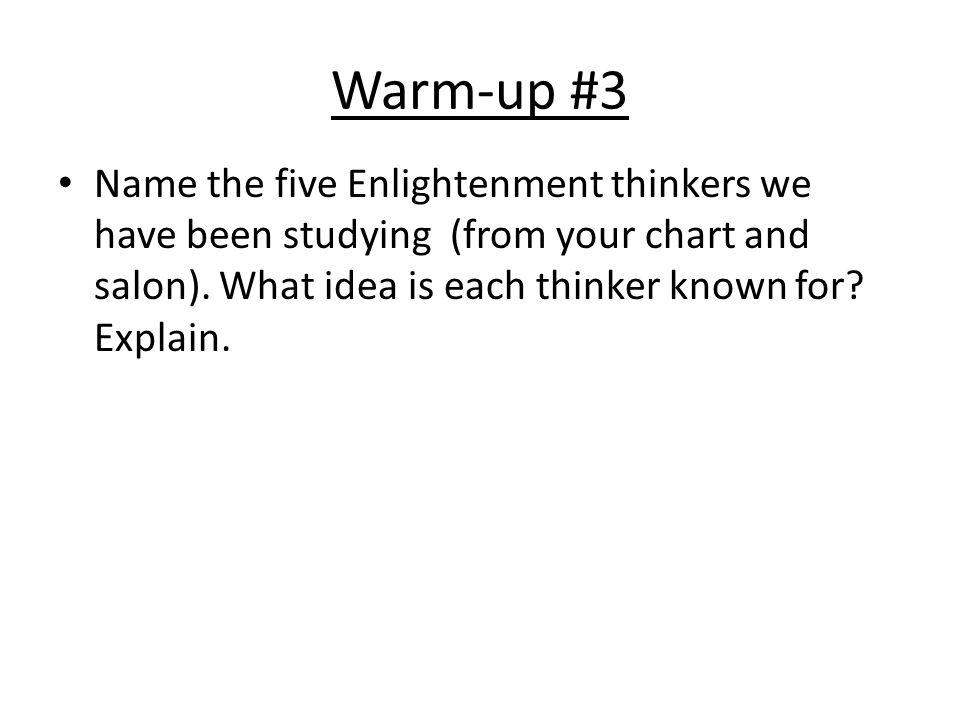 Enlightenment Thinkers Ideas Chart