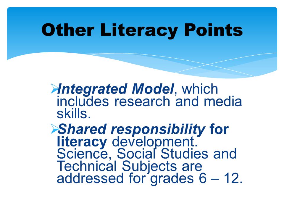 Other Literacy Points Integrated Model, which includes research and media skills.