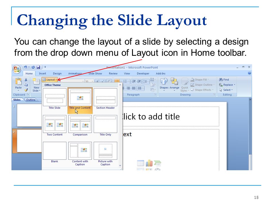 Changing the Slide Layout
