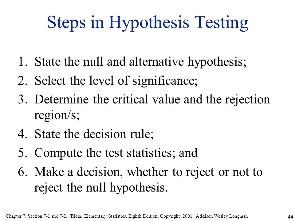 Steps in Hypothesis Testing