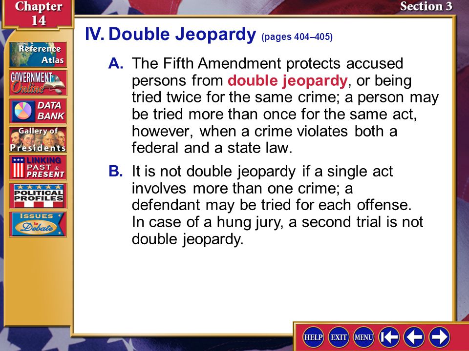 IV. Double Jeopardy (pages 404–405)