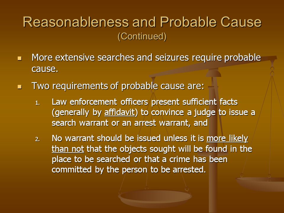 Reasonableness and Probable Cause (Continued)