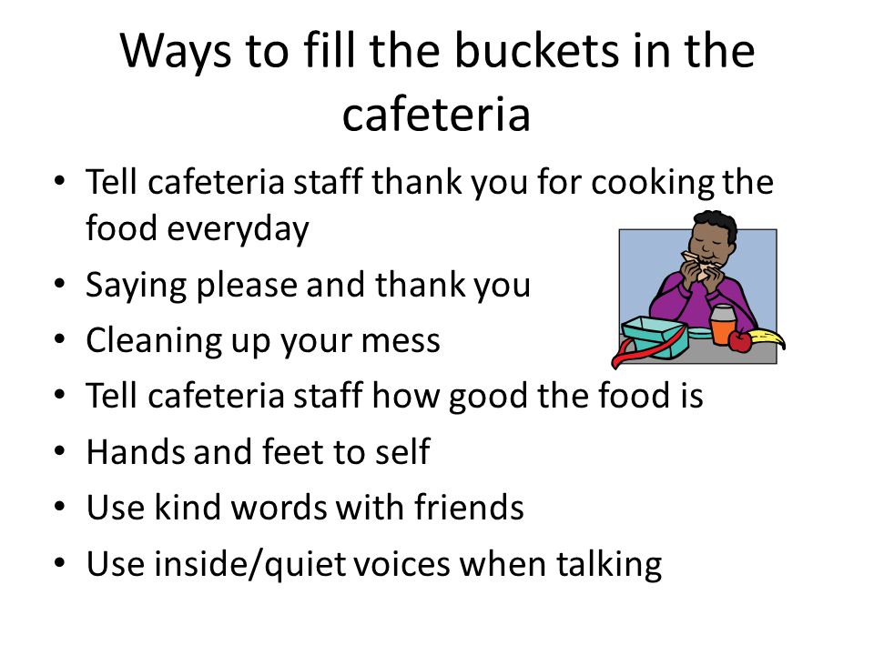 Ways to fill the buckets in the cafeteria