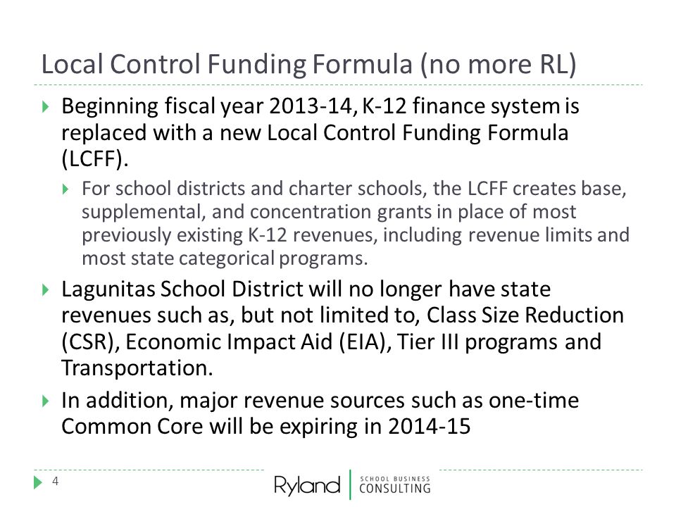 Local Control Funding Formula (no more RL)