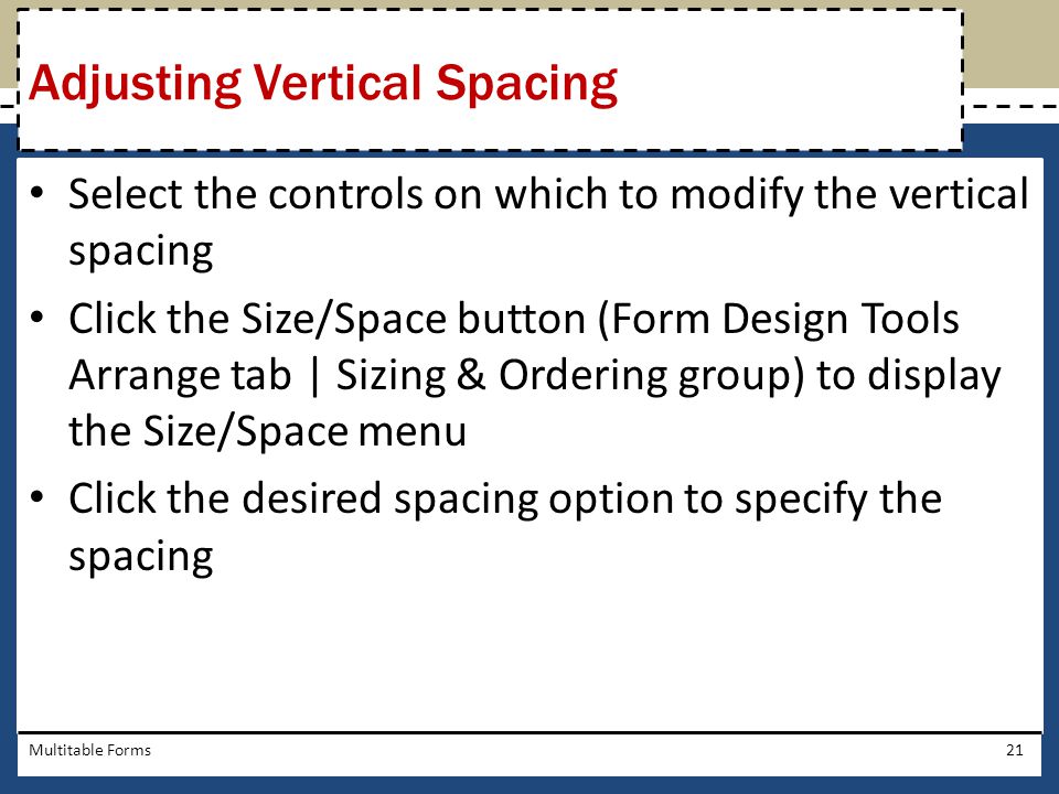Adjusting Vertical Spacing