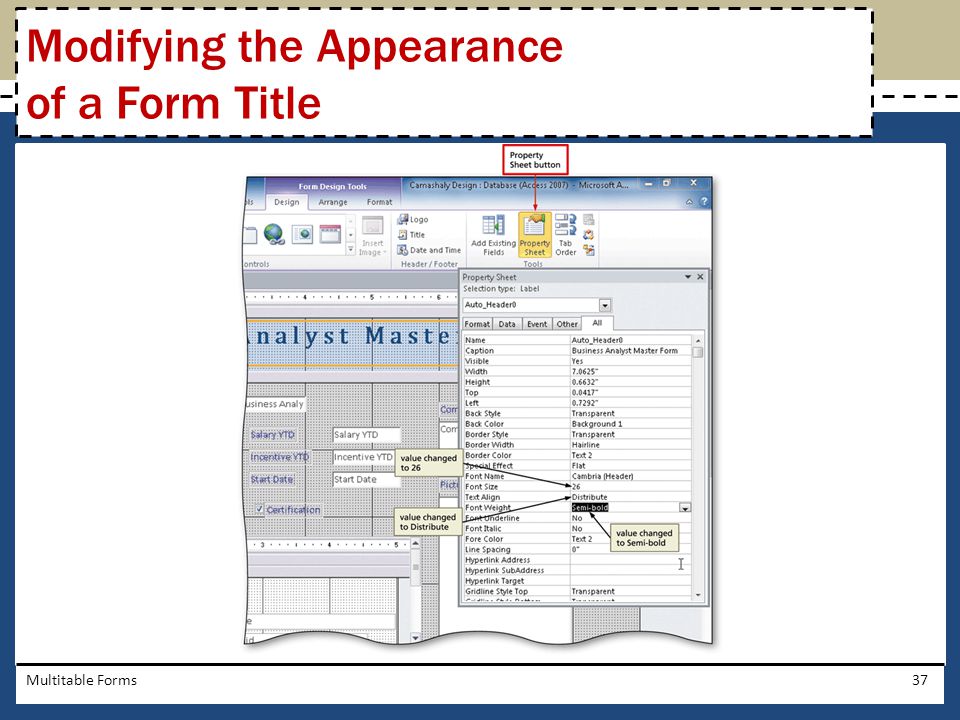 Modifying the Appearance of a Form Title