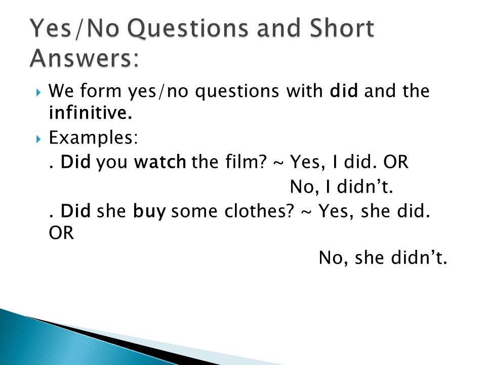 Yes/No Questions and Short Answers: