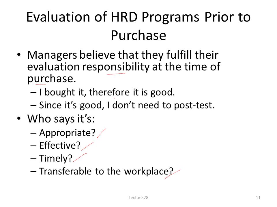 Evaluation of HRD Programs Prior to Purchase