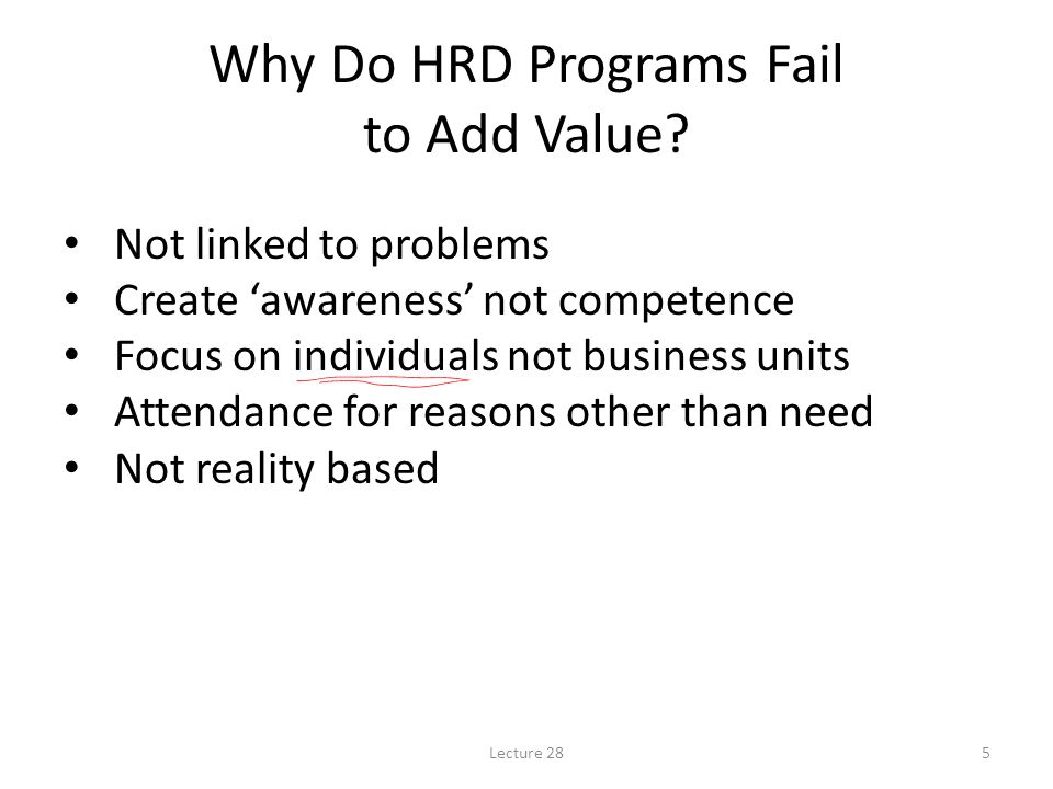 Why Do HRD Programs Fail to Add Value