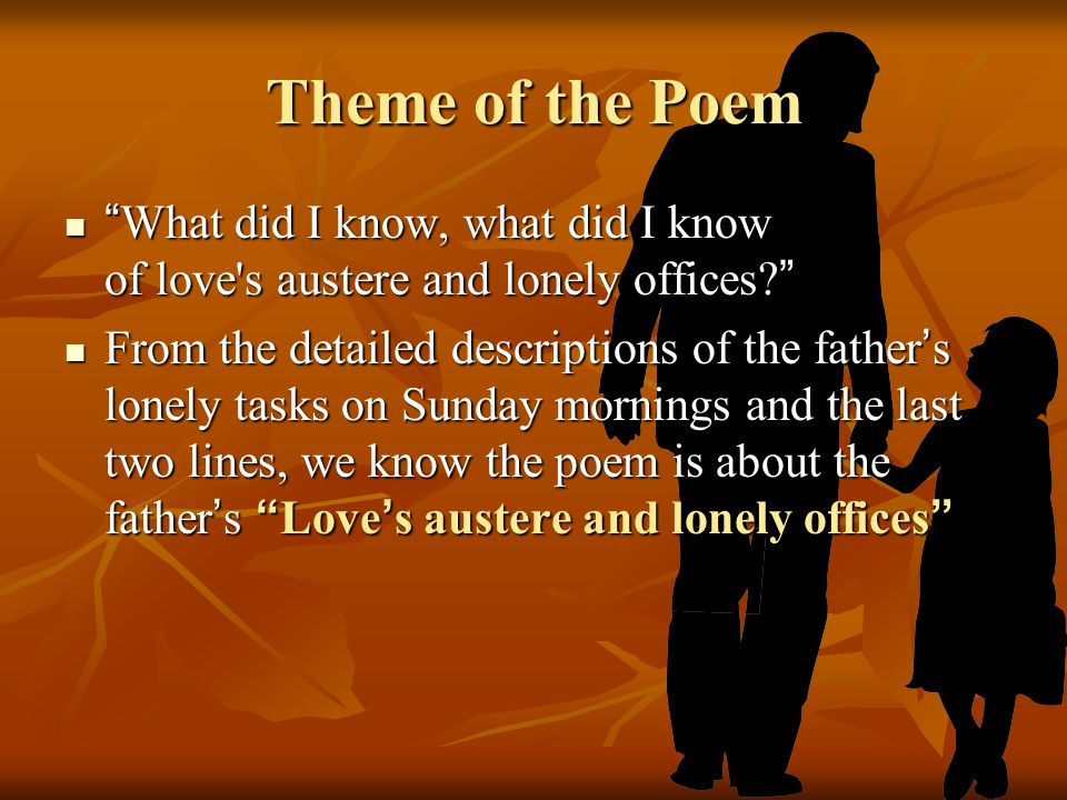 Theme of the Poem What did I know, what did I know of love s austere and lonely offices