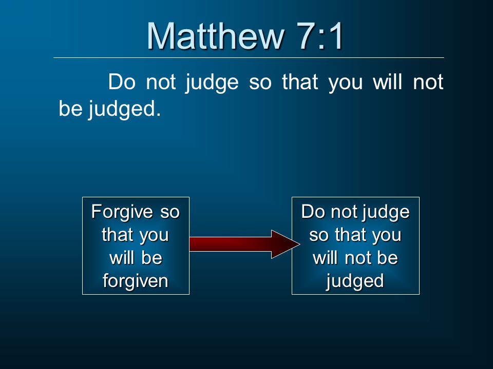 Do not judge so that you will not be judged.