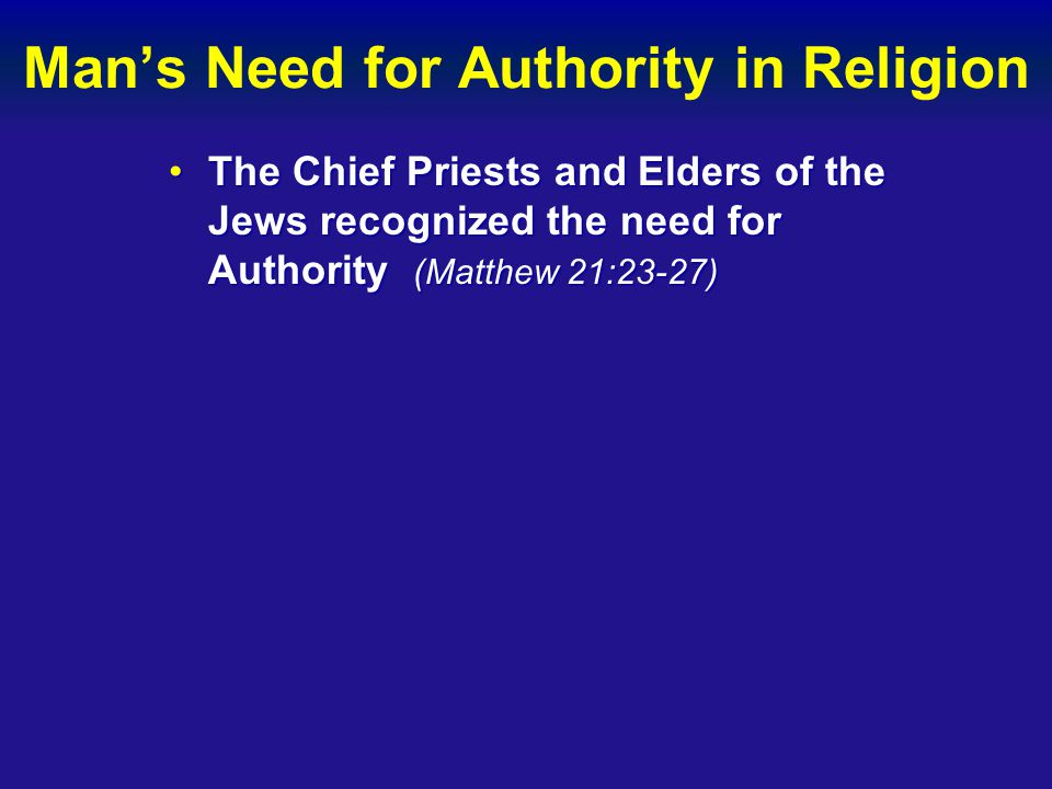 Man’s Need for Authority in Religion