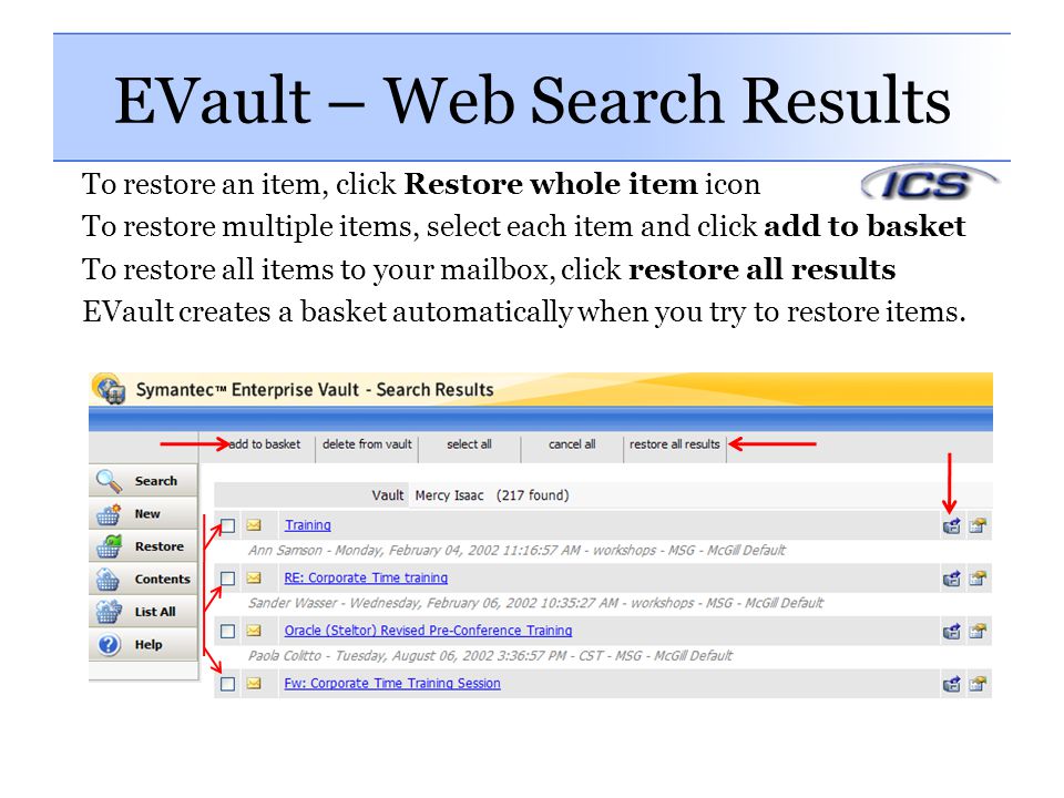 EVault – Web Search Results