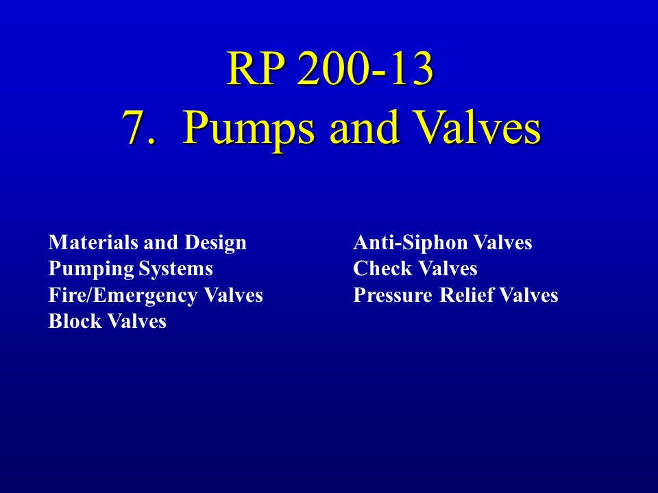 RP Pumps and Valves Materials and Design Pumping Systems