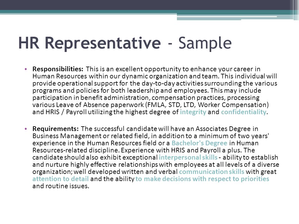 HR Representative - Sample
