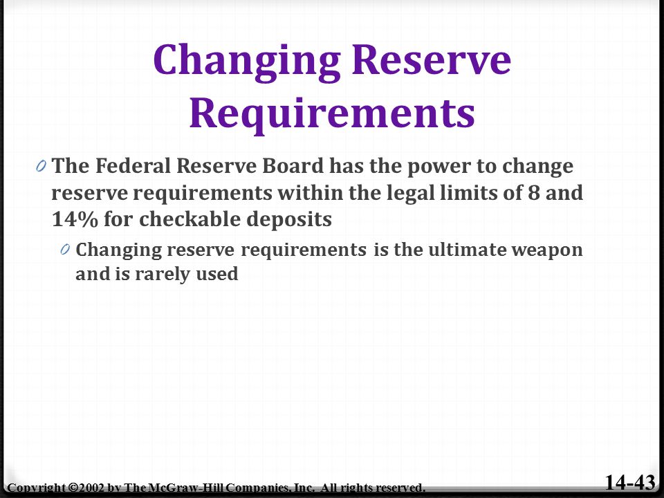 Changing Reserve Requirements