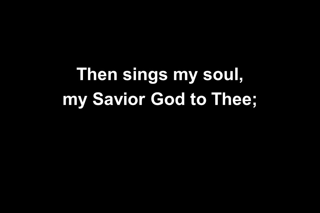 Then sings my soul, my Savior God to Thee;