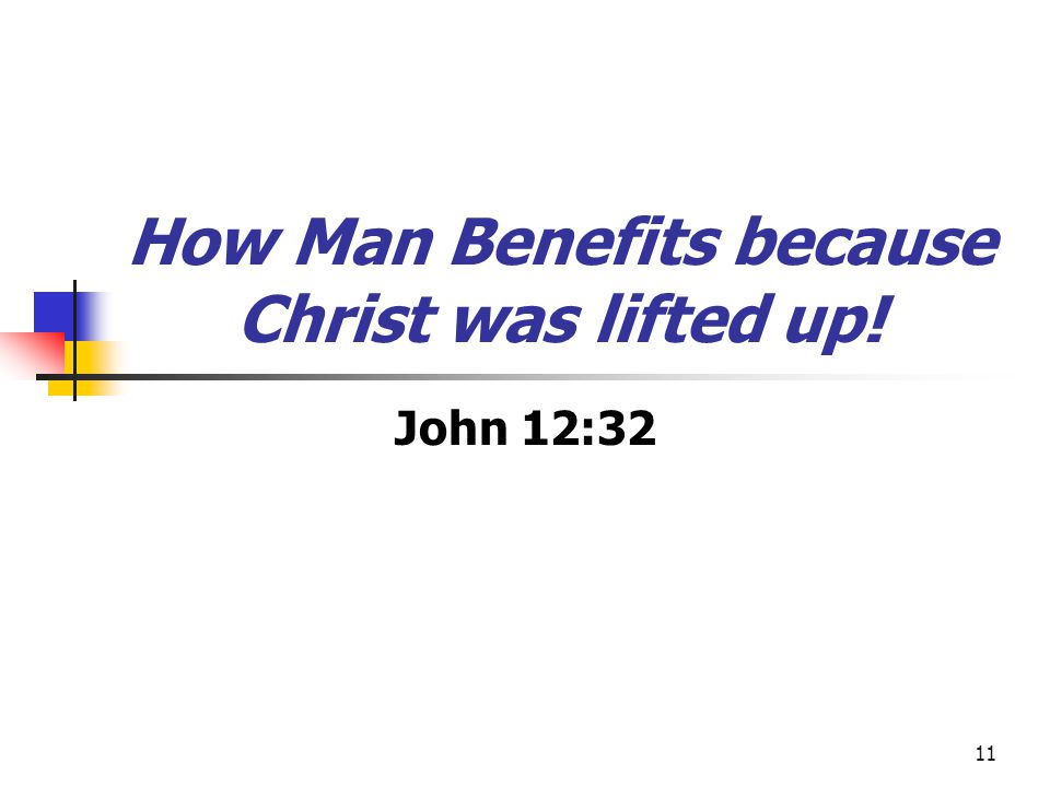 How Man Benefits because Christ was lifted up!
