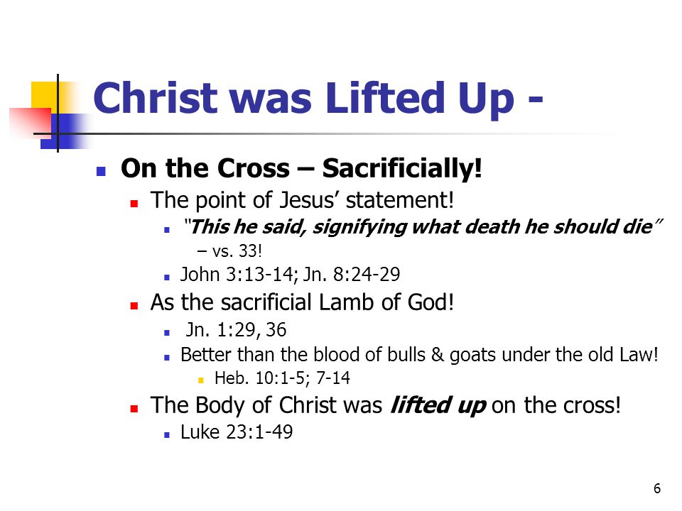 Christ was Lifted Up - On the Cross – Sacrificially!
