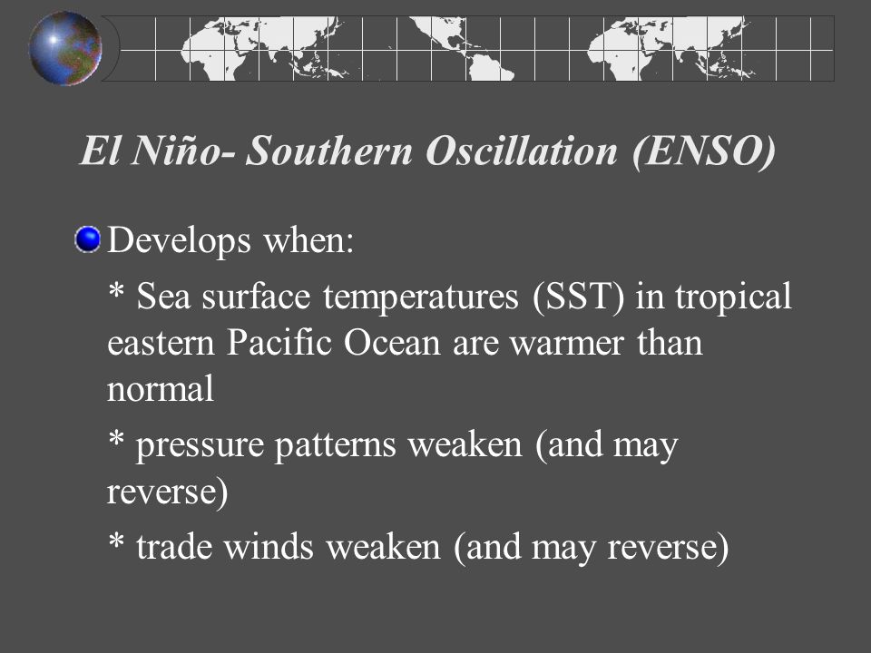 El Niño- Southern Oscillation (ENSO)