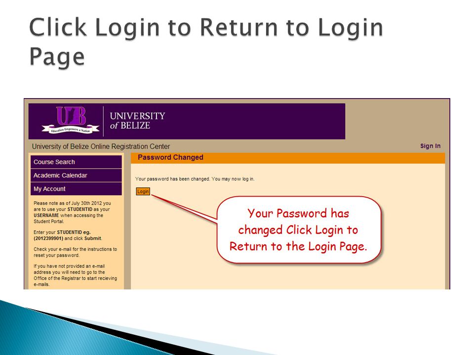 Click Login to Return to Login Page