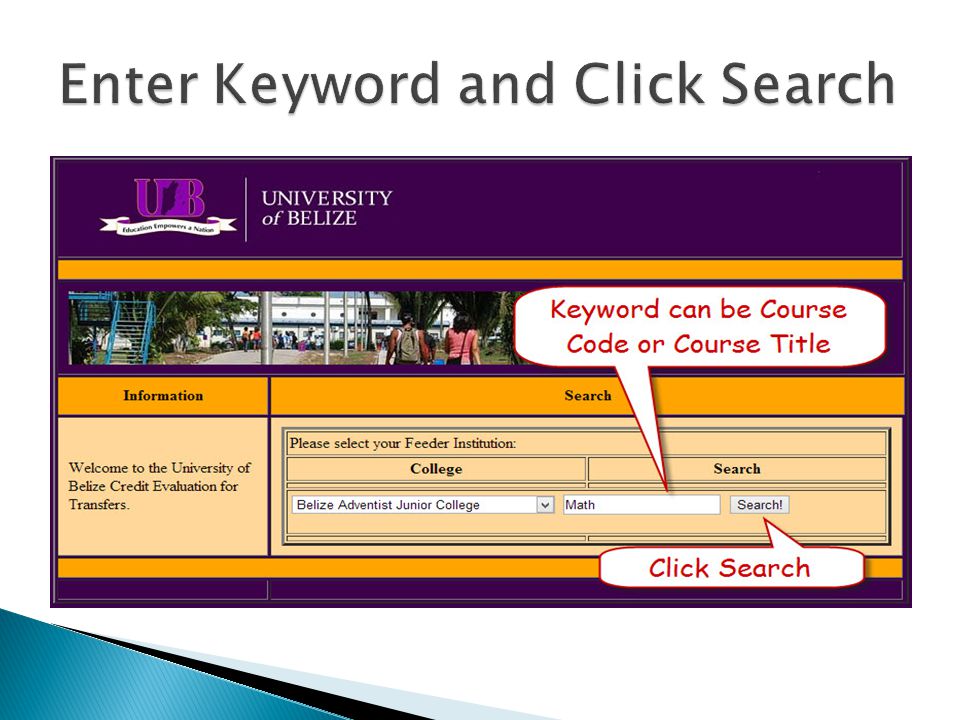 Enter Keyword and Click Search