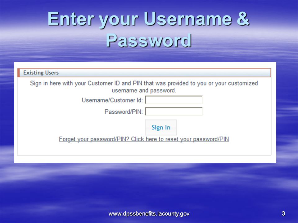 Enter your Username & Password