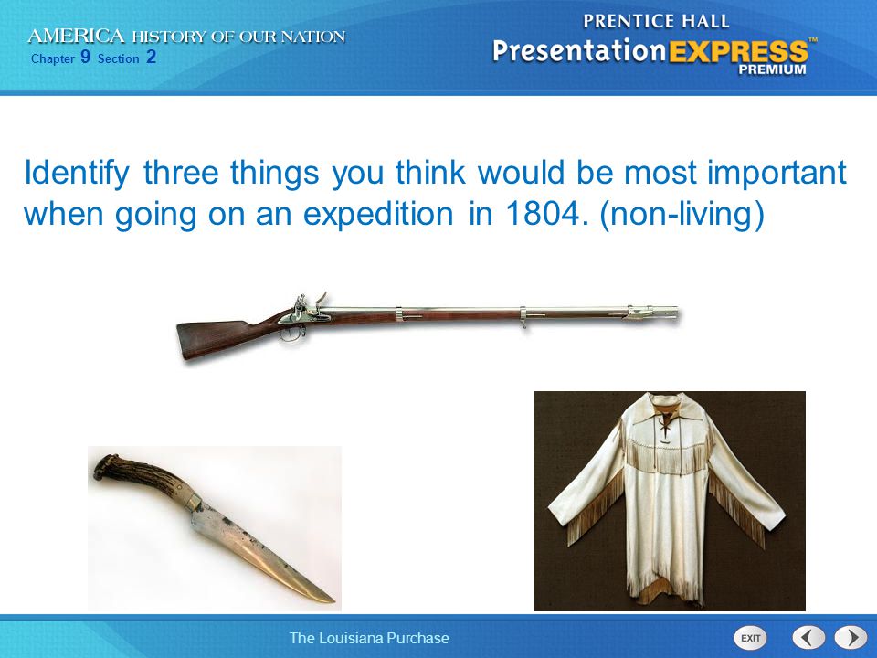 Identify three things you think would be most important when going on an expedition in 1804.