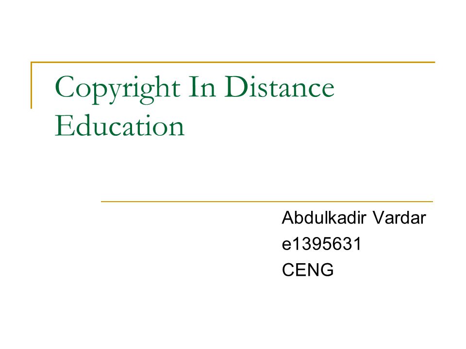 Copyright In Distance Education