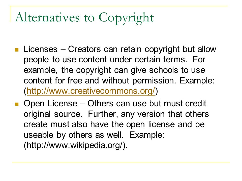 Alternatives to Copyright