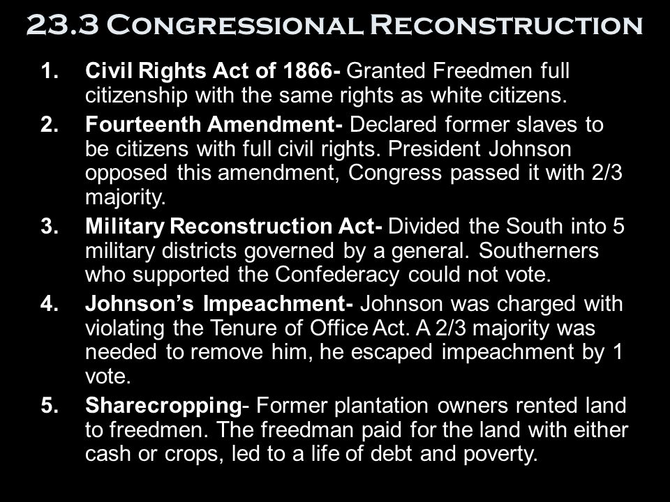 23.3 Congressional Reconstruction