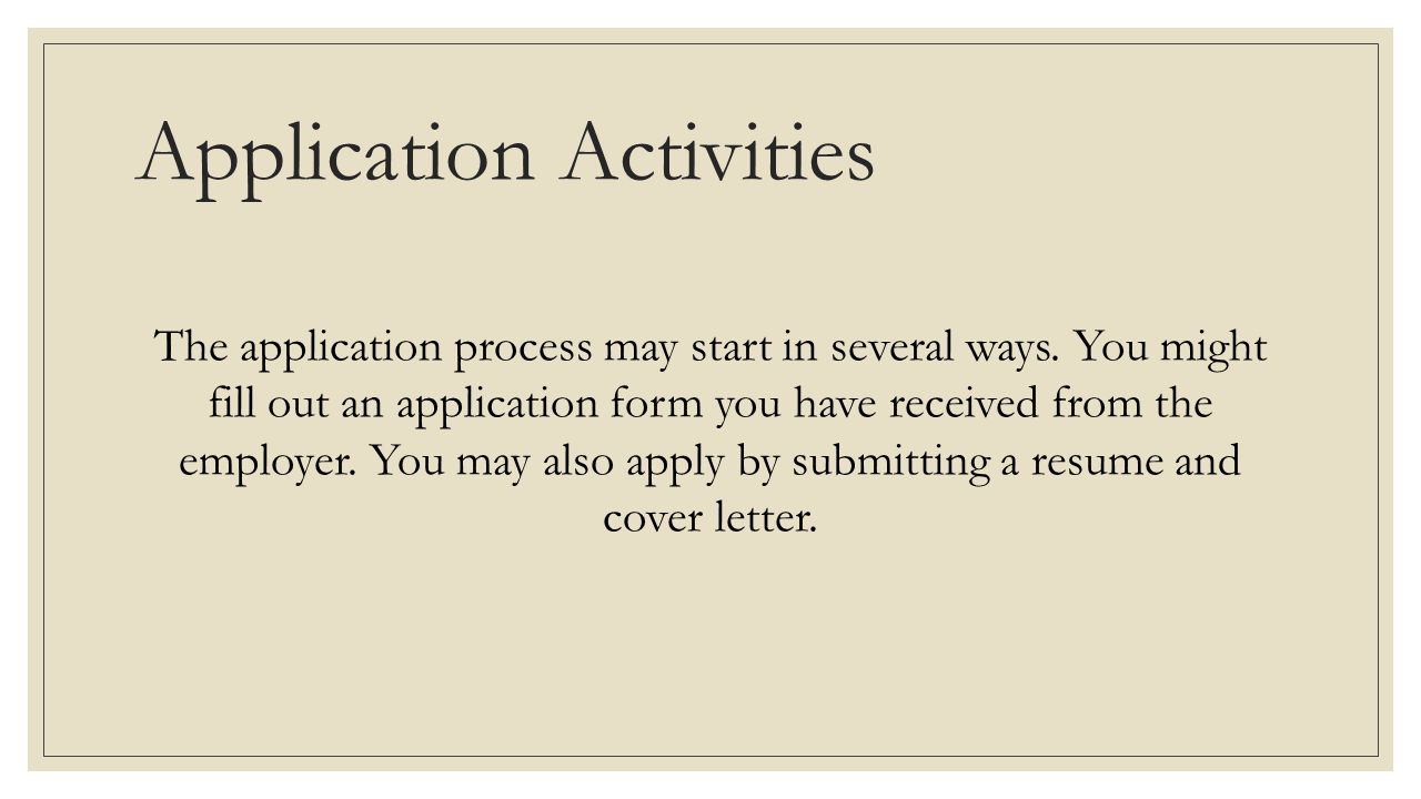 Application Activities